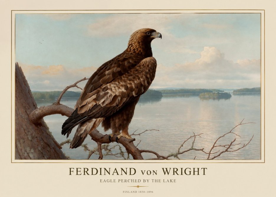 Ferdinand von Wright Eagle Perched by the Lake No1 - Plakát
