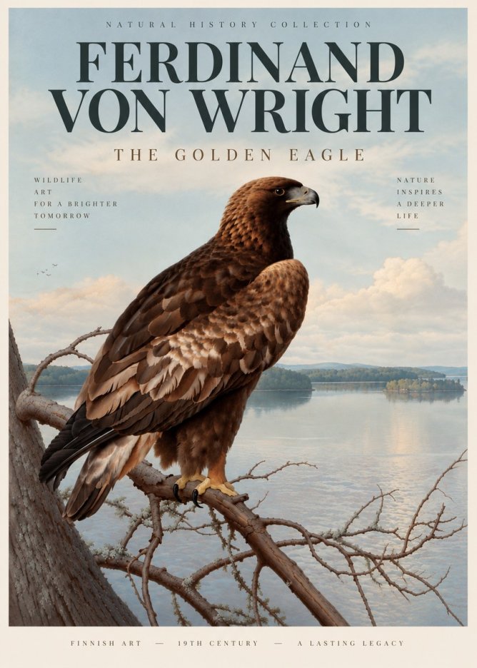 Ferdinand von Wright Eagle Perched by the Lake No6 - Plakát