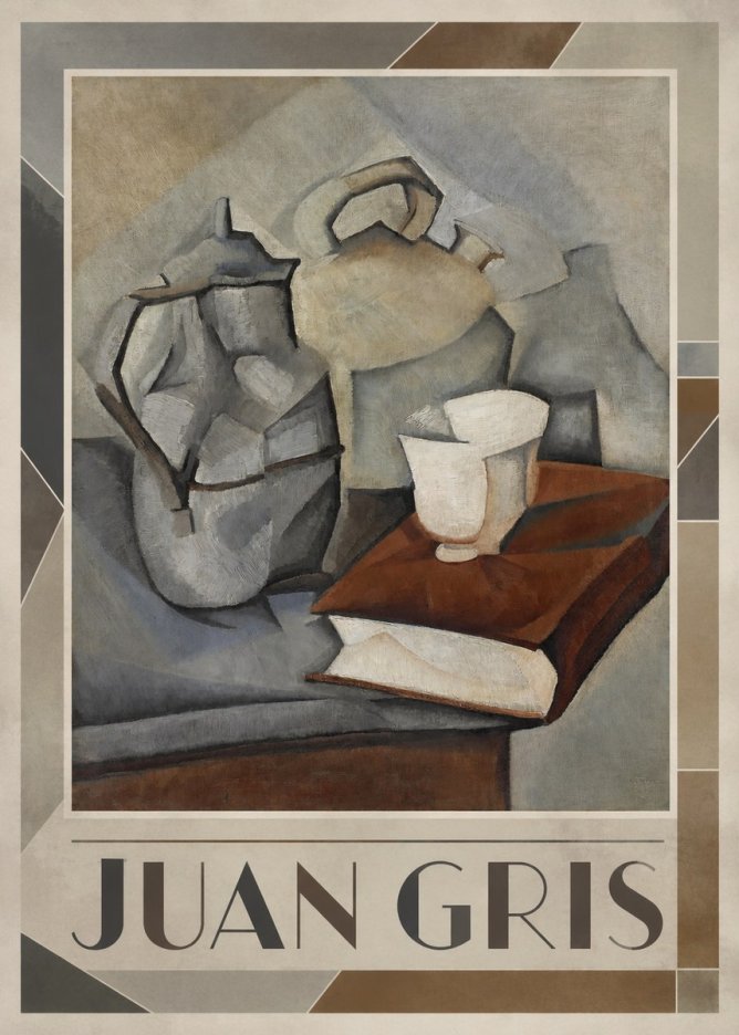Juan Gris Still Life with Book and Vessels No1 - Plakát
