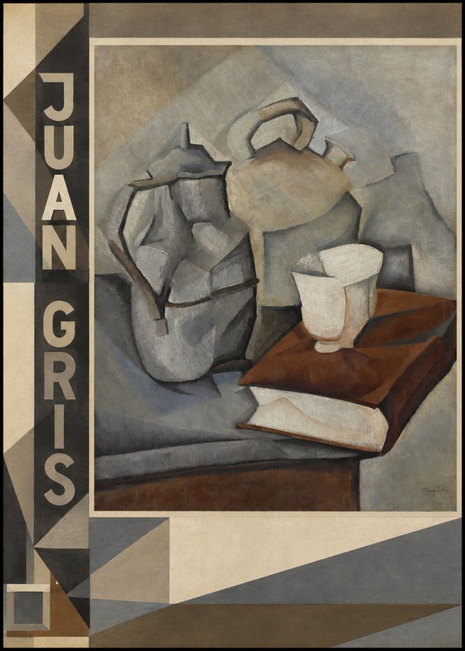 Juan Gris Still Life with Book and Vessels No2 - Plakát