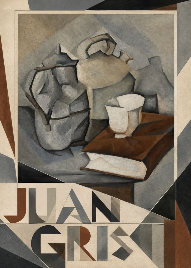 Juan Gris Still Life with Book and Vessels No4 - Plakát