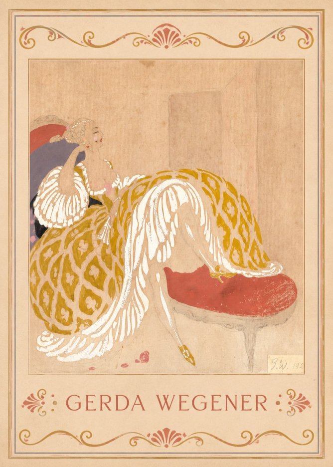 Gerda Wegener Woman in Yellow Dress No2 - Plakát