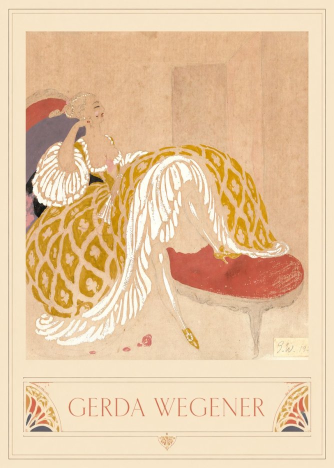 Gerda Wegener Woman in Yellow Dress No4 - Plakát