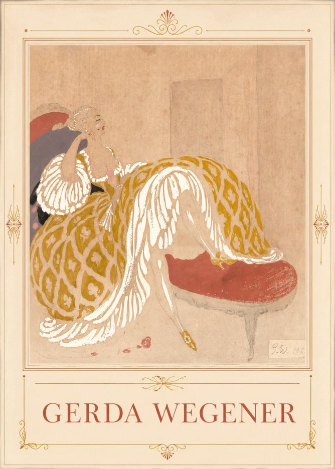 Gerda Wegener Woman in Yellow Dress No5 - Plakát