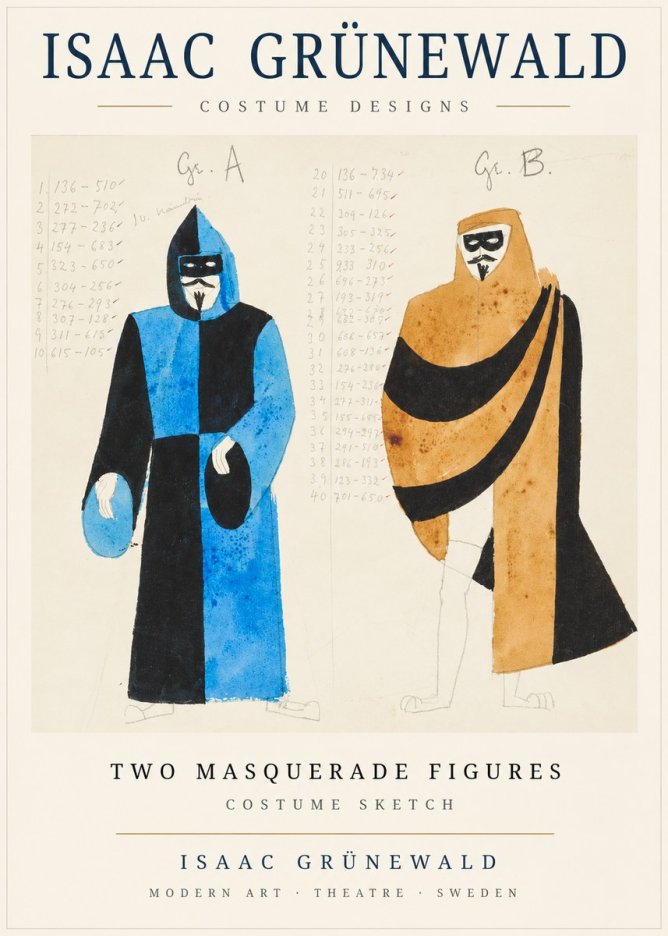 Isaac Grünewald Two Masquerade Figures - Costume Sketch No1 - Plakát