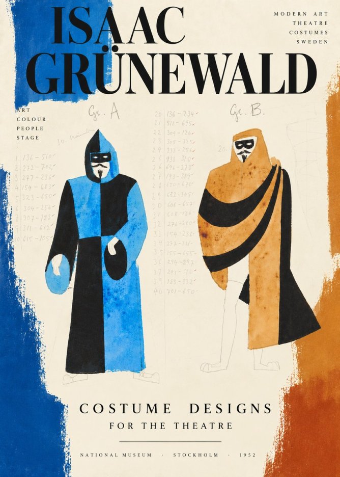 Isaac Grünewald Two Masquerade Figures - Costume Sketch No4 - Plakát