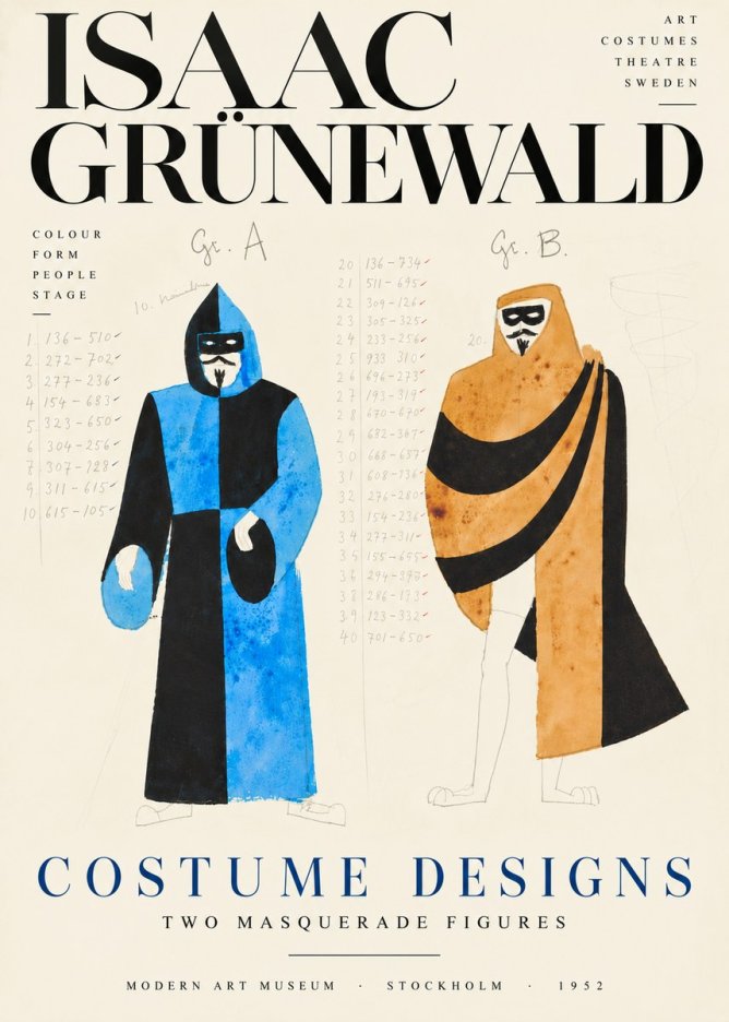 Isaac Grünewald Two Masquerade Figures - Costume Sketch No6 - Plakát