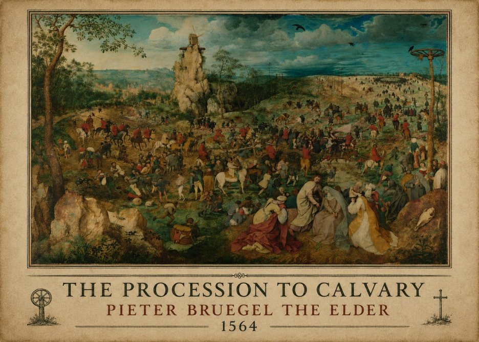 Pieter Bruegel The Processsson to Calvary No6 - Plakát