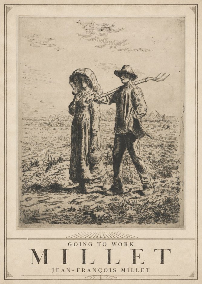 Jean-François Millet Going to Work No3 - Plakát