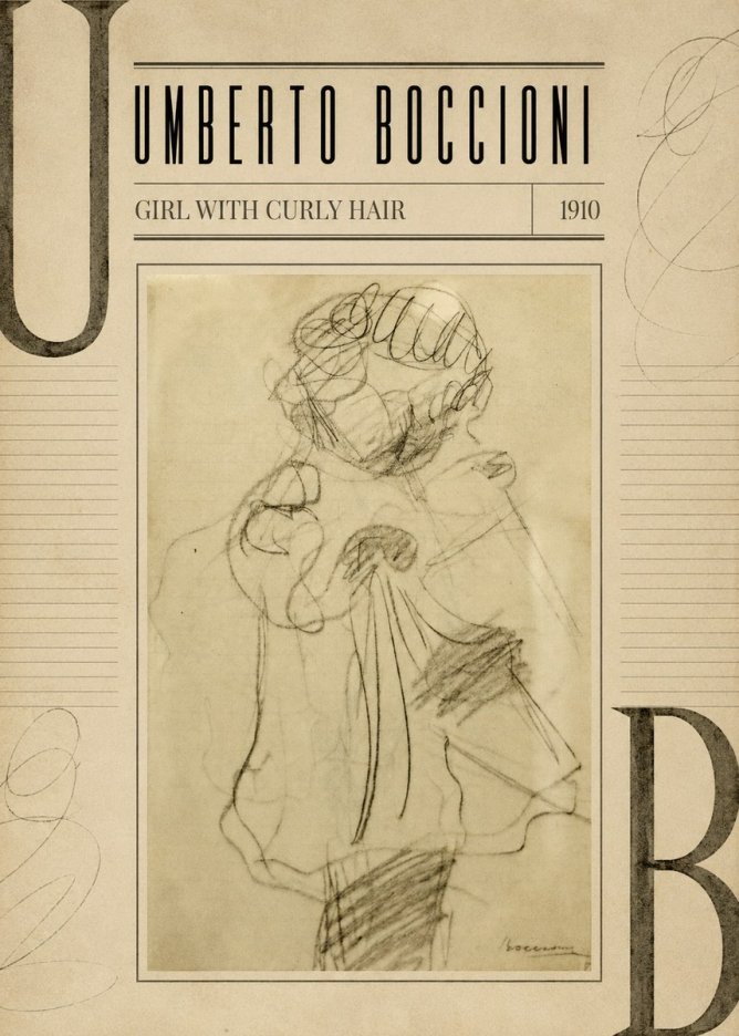 Umberto Boccioni Girl with Curly Hair No3 - Plakát