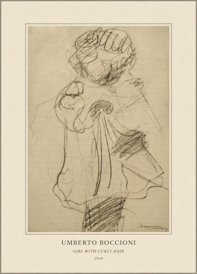 Umberto Boccioni Girl with Curly Hair No4 - Plakát
