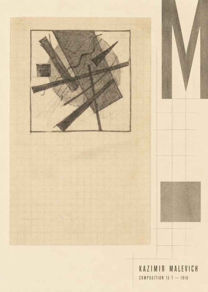 Kazimir Malevich Composition 15 T - 1916 No5 - Plakát