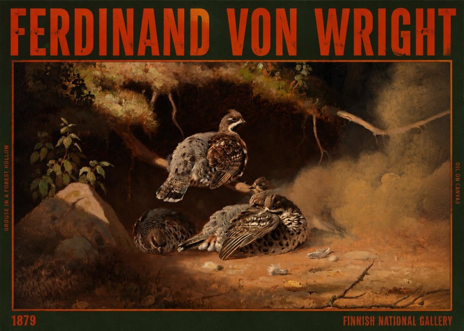 Ferdinand von Wright Grouse in a Forest Hollow No2 - Plakát