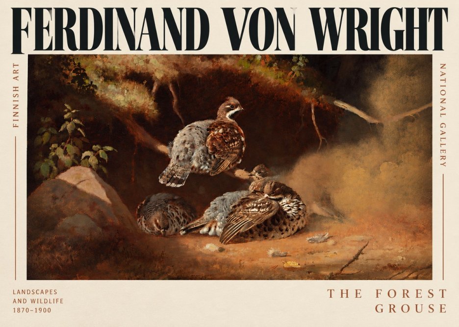 Ferdinand von Wright Grouse in a Forest Hollow No3 - Plakát