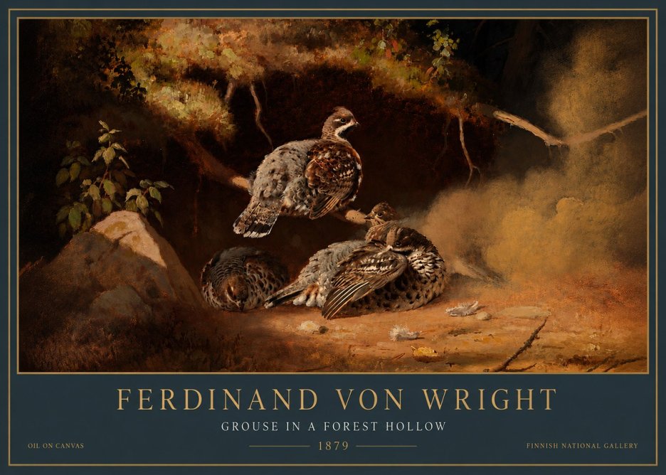 Ferdinand von Wright Grouse in a Forest Hollow No5 - Plakát