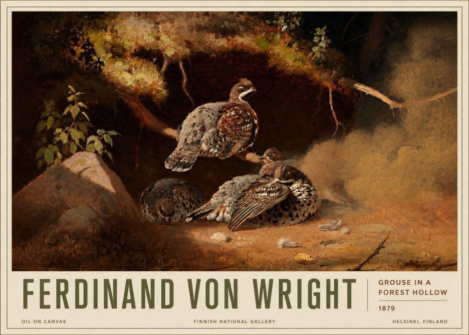 Ferdinand von Wright Grouse in a Forest Hollow No6 - Plakát
