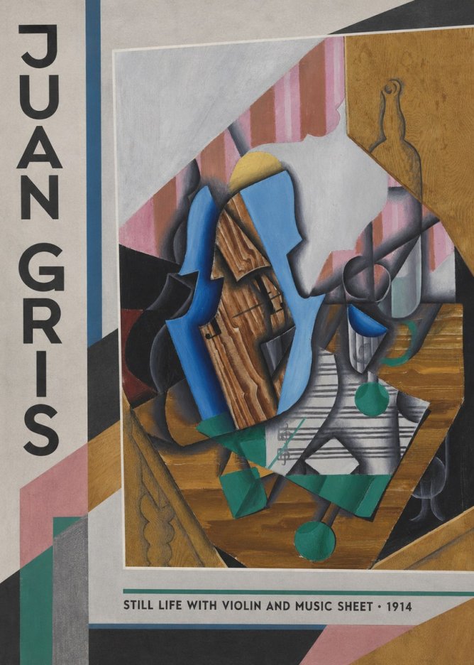 Juan Gris Still Life with Violin and Music Sheet No2 - Plakát