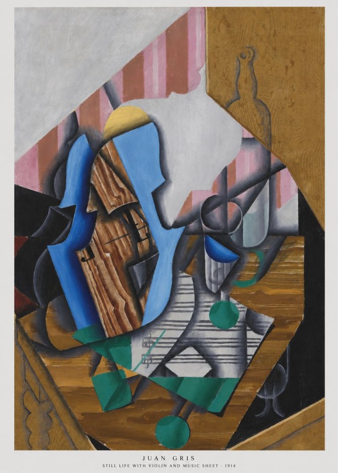Juan Gris Still Life with Violin and Music Sheet No6 - Plakát