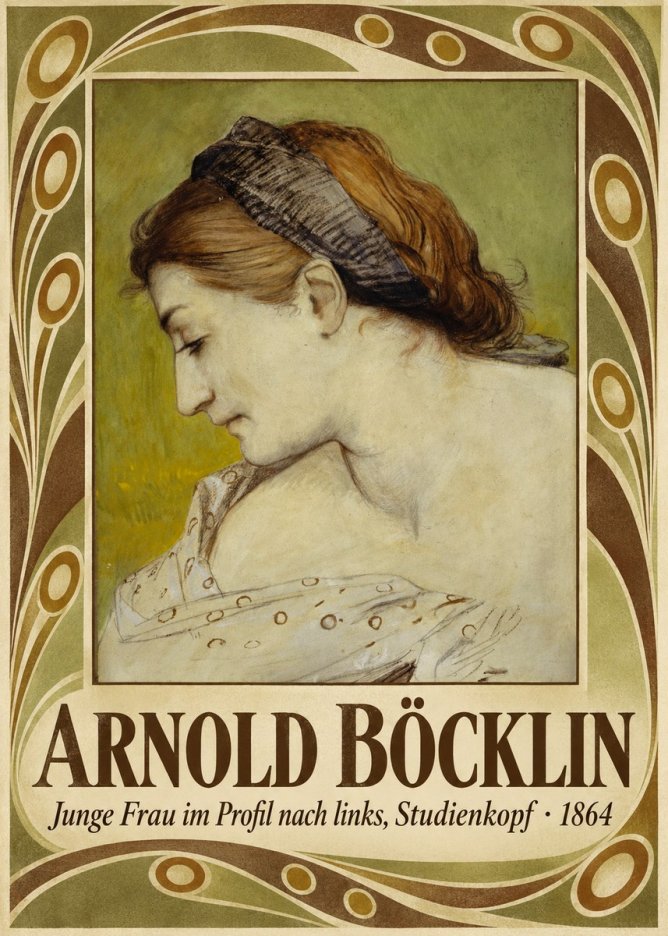 Arnold Böcklin Junge Frau Im Profil Nach Links, Studienkopf No5 - Plakát