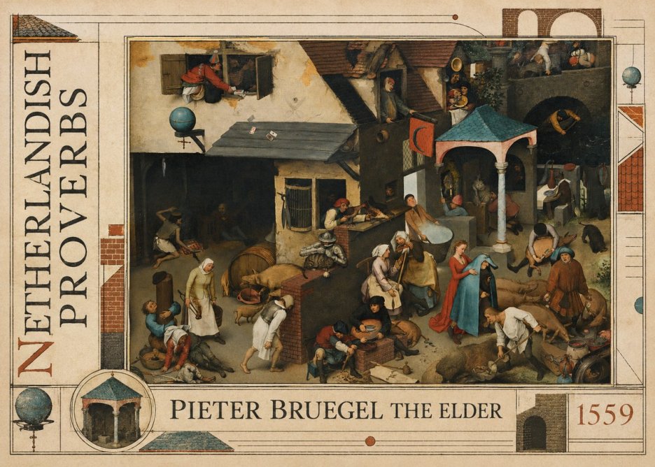 Pieter Bruegel Netherlandish Proverbs VII No5 - Plakát