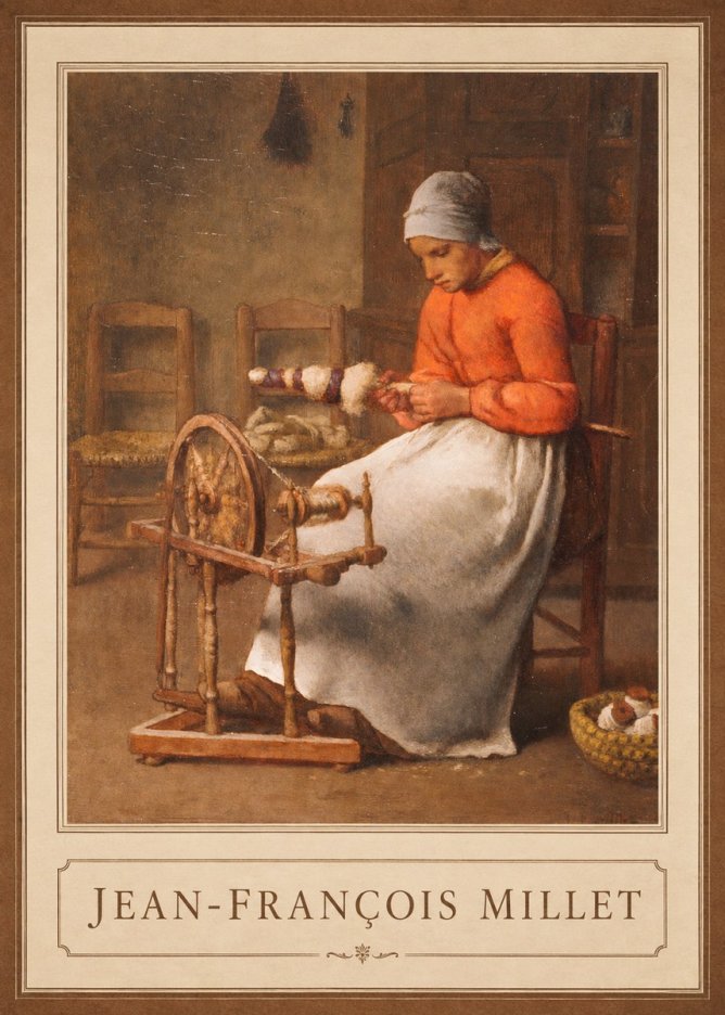 Jean-François Millet Woman Spinning No1 - Plakát