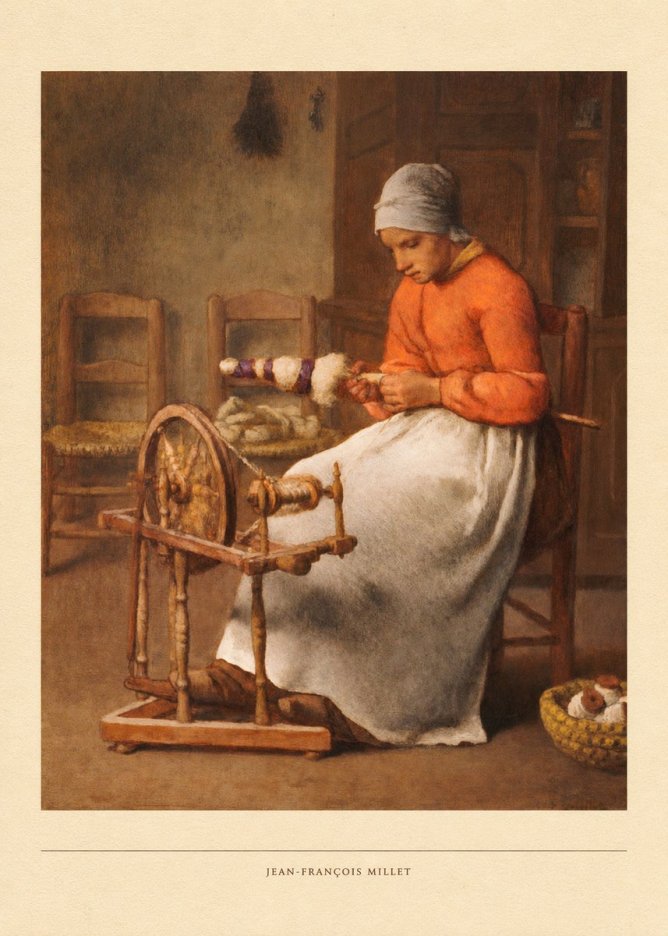 Jean-François Millet Woman Spinning No5 - Plakát