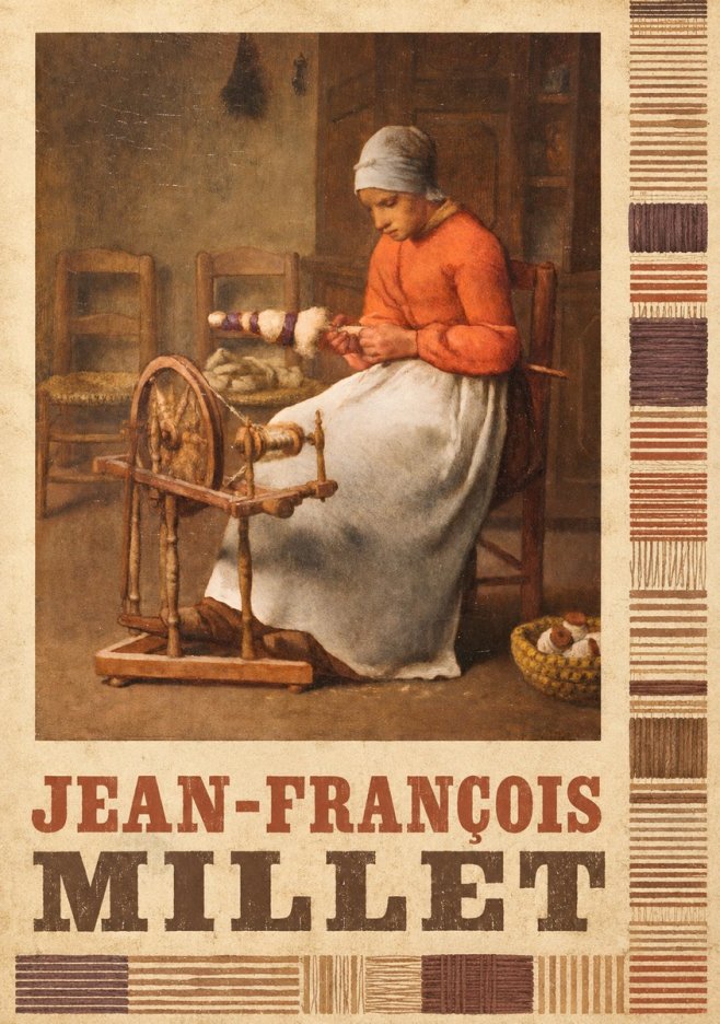 Jean-François Millet Woman Spinning No6 - Plakát