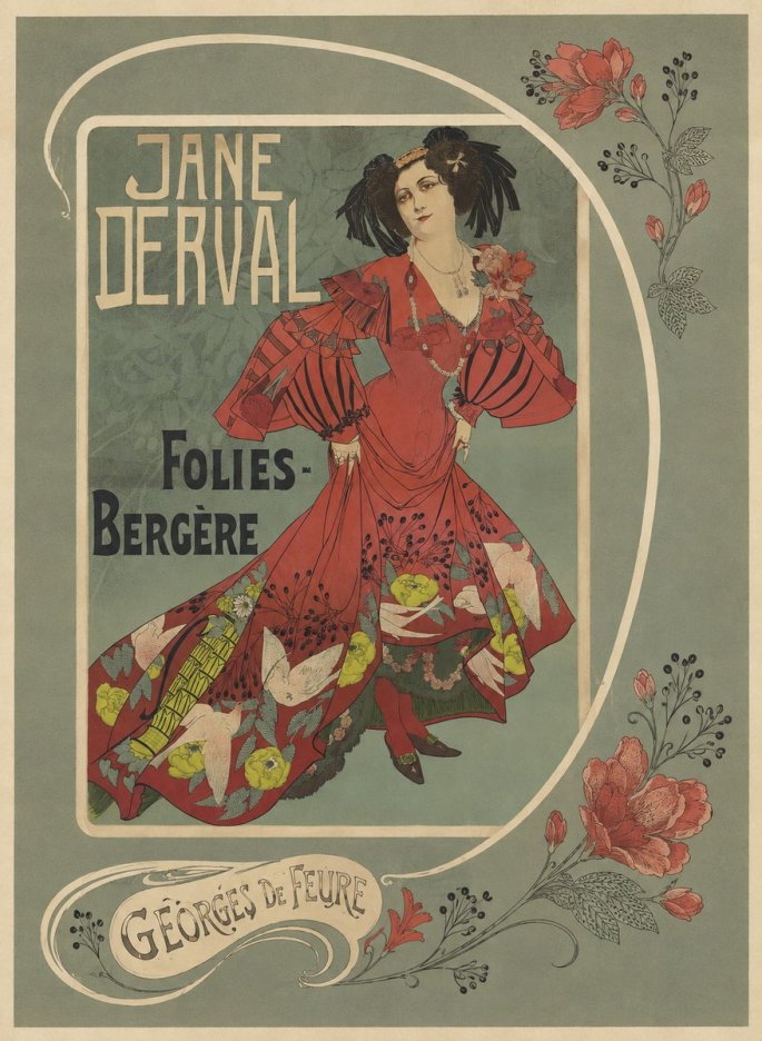 Georges de Feure Jane Derval - Folies-bergère II No5 - Plakát