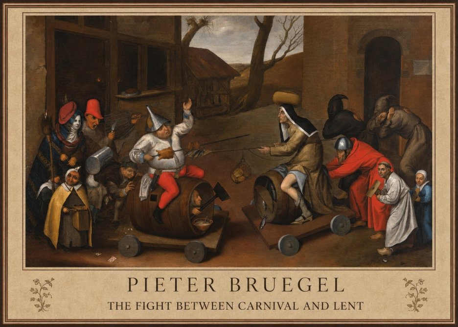 Pieter Bruegel The Fight Between Carnival and Lent IV No1 - Plakát