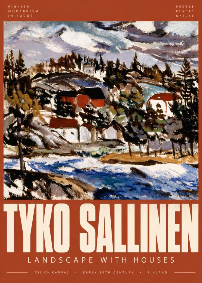Tyko Sallinen Landscape with Houses No6 - Plakát