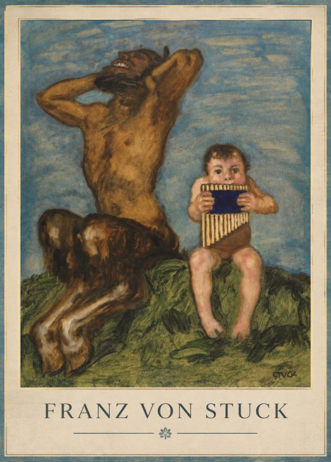 Franz von Stuck Laughing Faun and Playing Putto No3 - Plakát