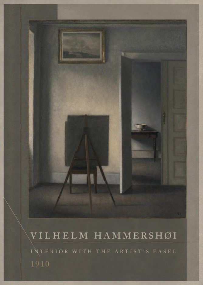 Vilhelm Hammershøi Interior with the Artist's Easel II No2 - Plakát