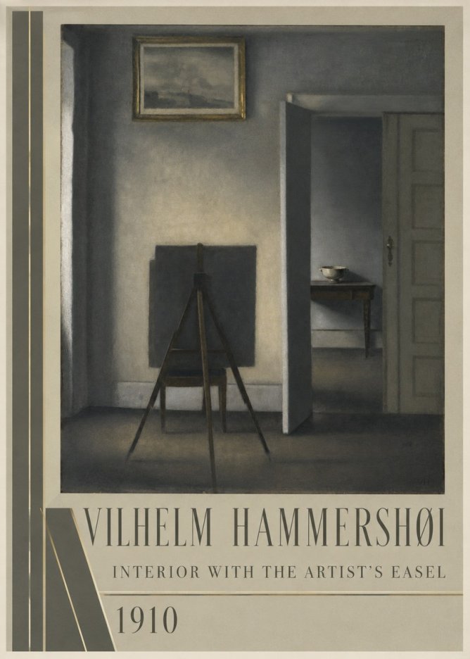 Vilhelm Hammershøi Interior with the Artist's Easel II No3 - Plakát