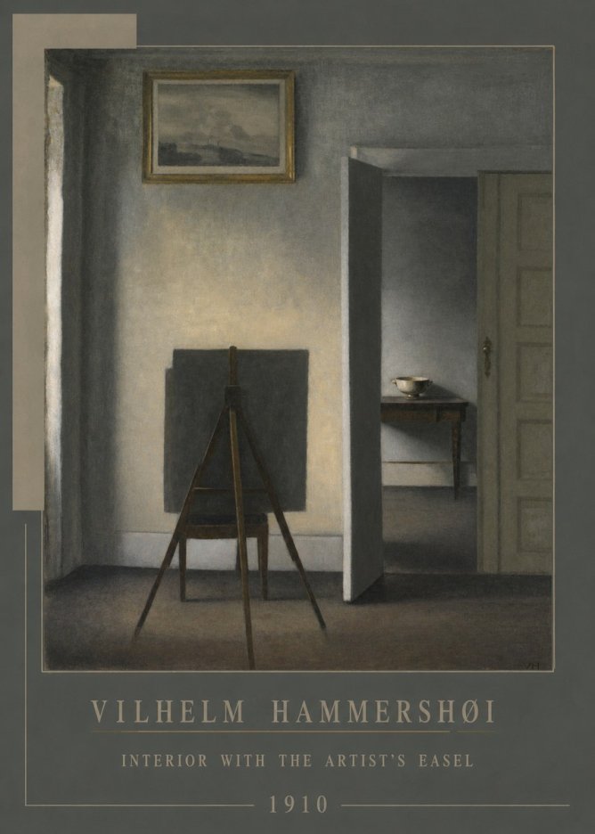 Vilhelm Hammershøi Interior with the Artist's Easel II No4 - Plakát
