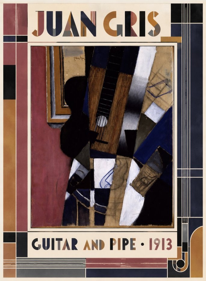 Juan Gris Guitar and Pipe II No5 - Plakát