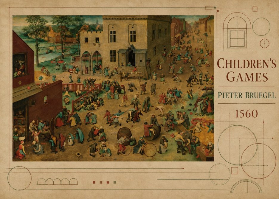 Pieter Bruegel Children's Games IV No5 - Plakát