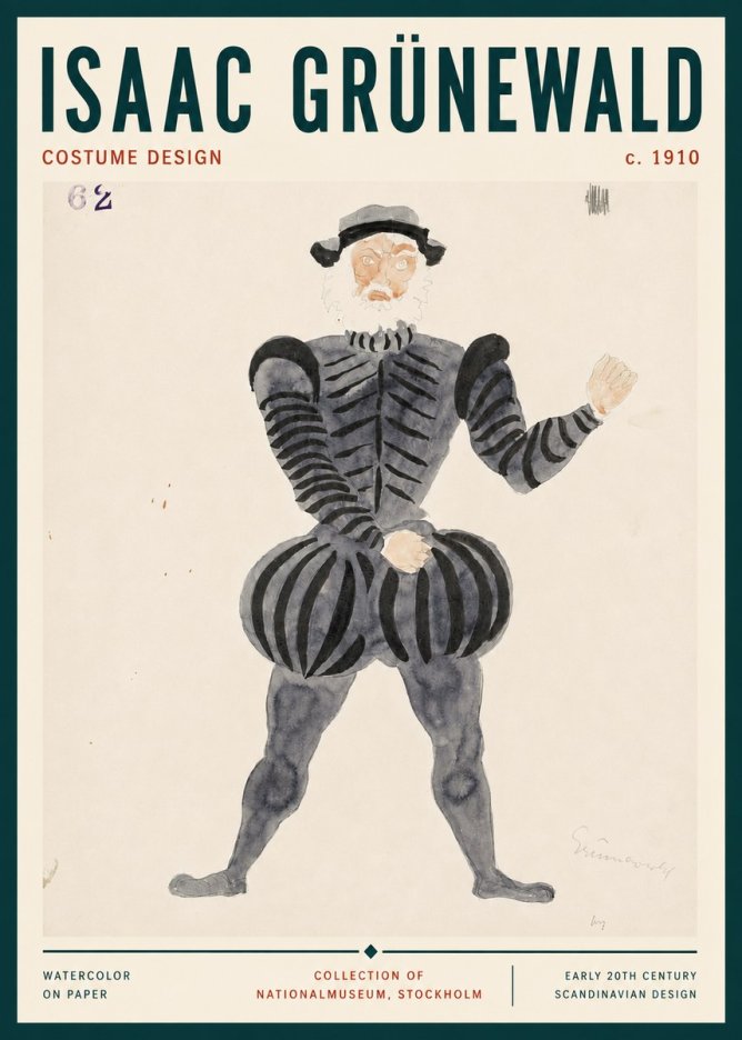 Isaac Grünewald Costume Design C. 1910 No3 - Plakát