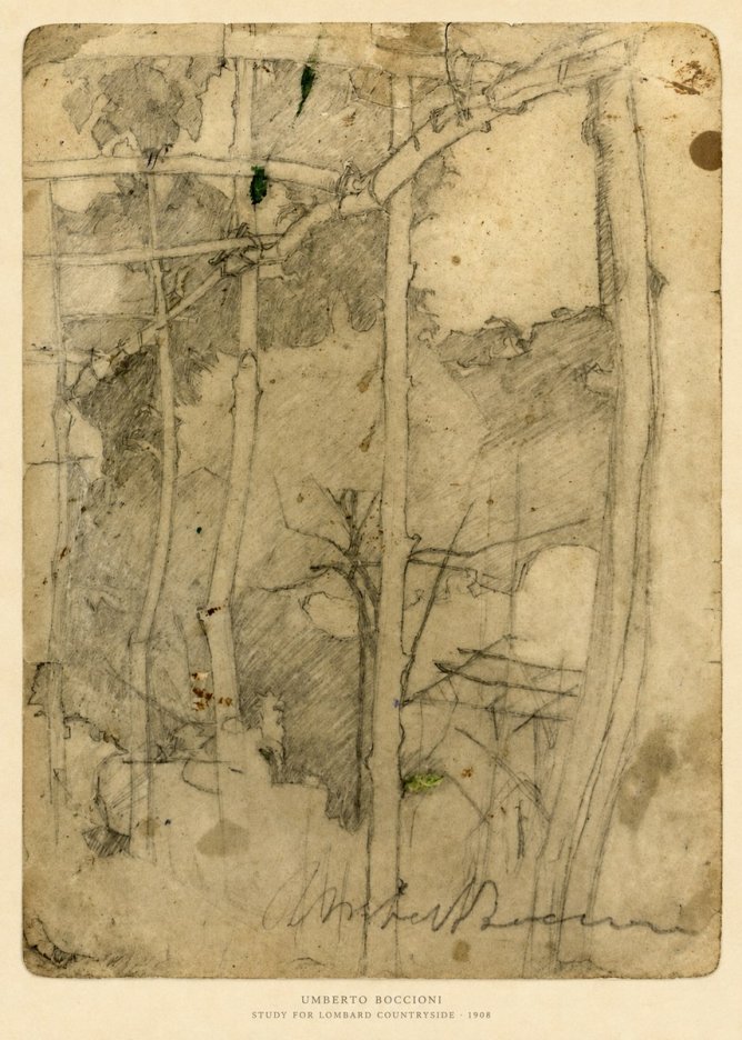 Umberto Boccioni Study for Lombard Countryside No6 - Plakát