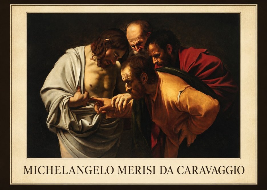Michelangelo Merisi da Caravaggio The Incredulity of Saint Thomas IV No1 - Plakát