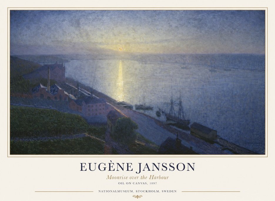 Eugène Jansson Moonrise over the Harbour No1 - Plakát