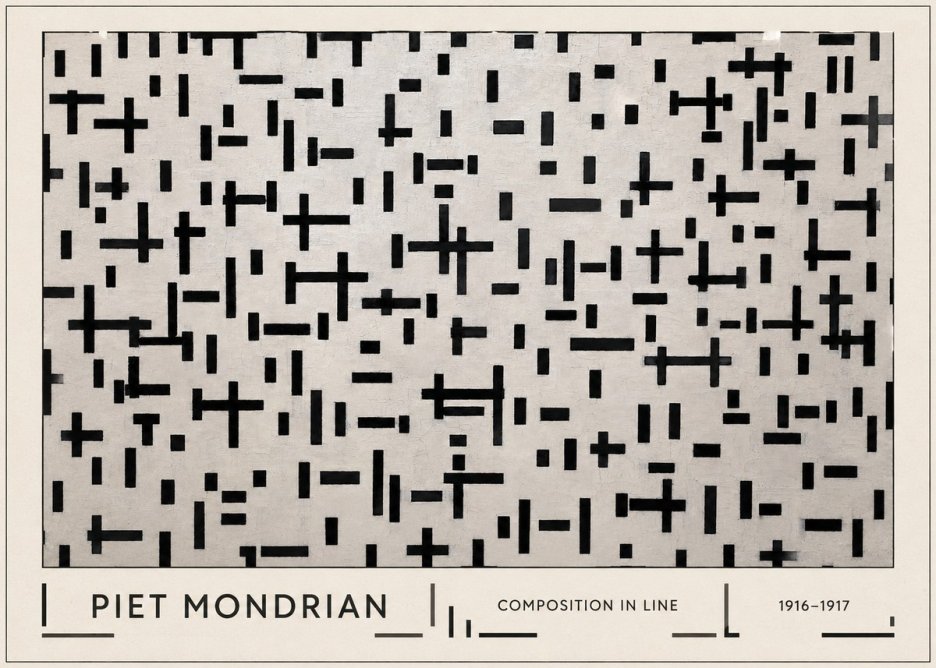 Piet Mondrian Composition in Line No1 - Plakát