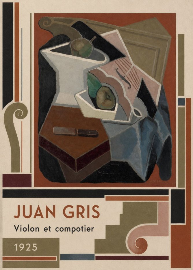 Juan Gris Violon Et Compotier No6 - Plakát