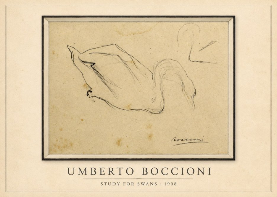 Umberto Boccioni Study for Swans No1 - Plakát