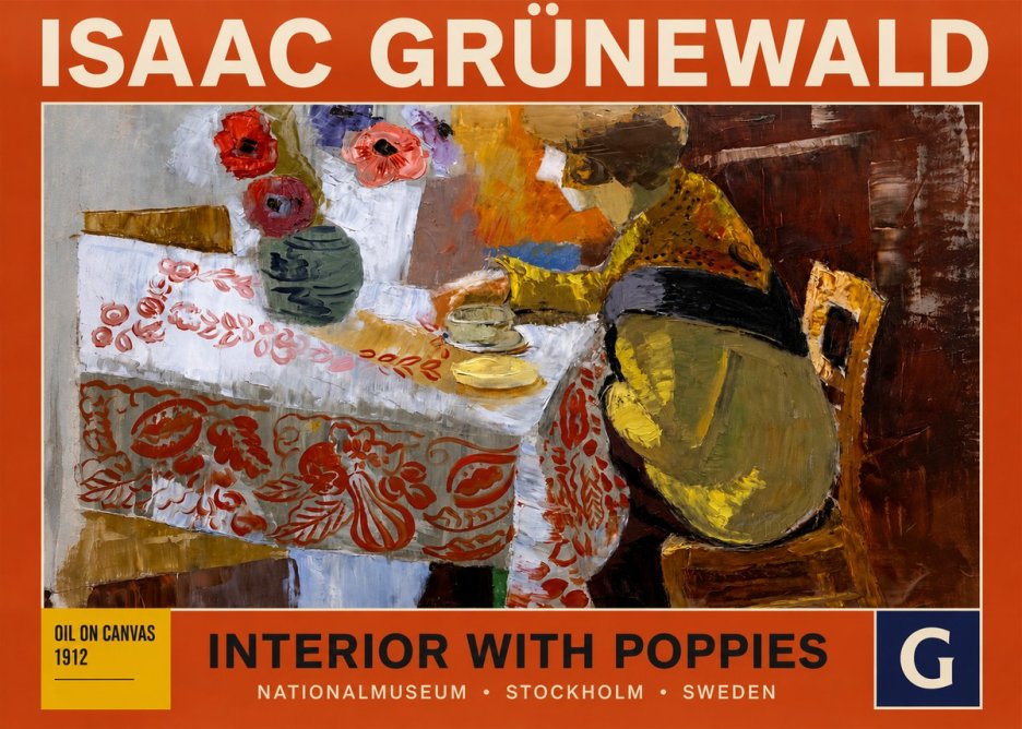 Isaac Grünewald Interior with Poppies No3 - Plakát