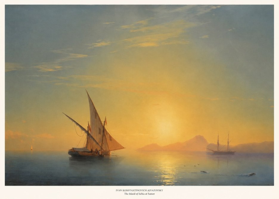 Ivan Konstantinovich Aivazovsky The Island of Ischia at Sunset No6 - Plakát