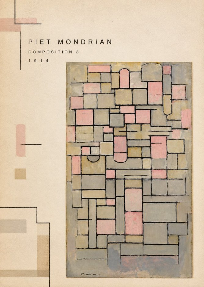 Piet Mondrian Composition 8 No2 - Plakát