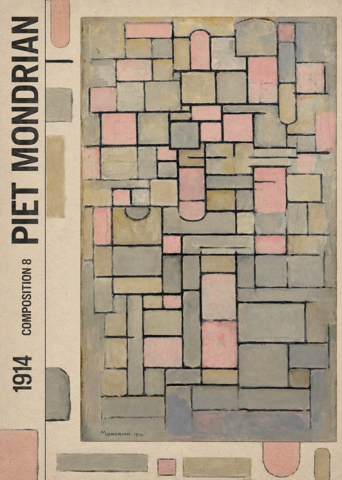 Piet Mondrian Composition 8 No5 - Plakát
