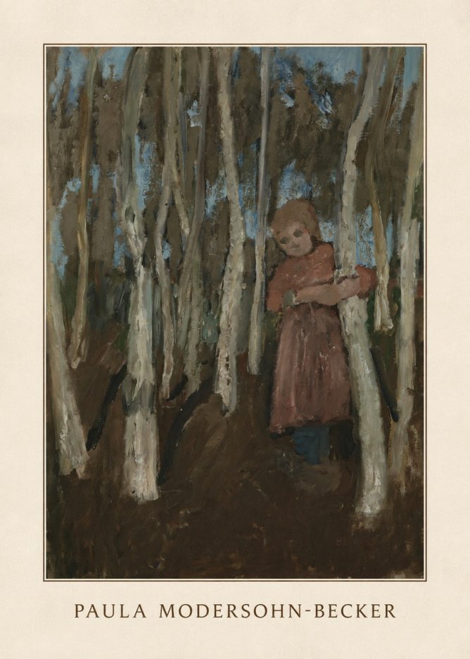 Paula Modersohn-Becker Girl in a Birch Forest No3 - Plakát