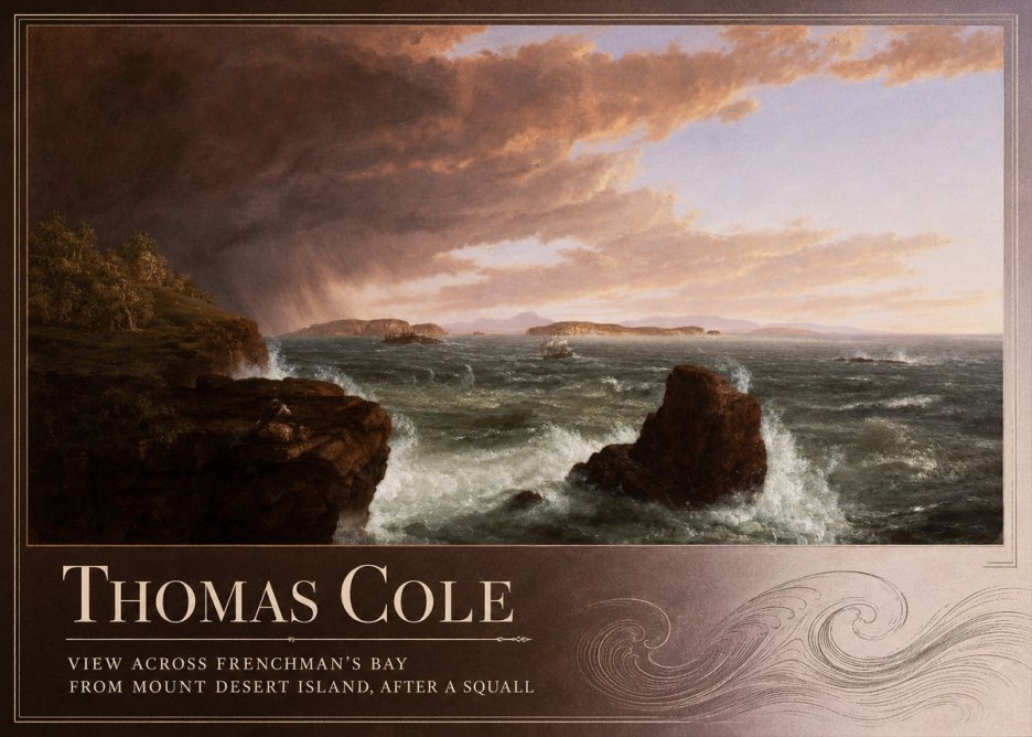 Thomas Cole View Across Frenchman's Bay from Mount Desert Island, After a Squall II No2 - Plakát