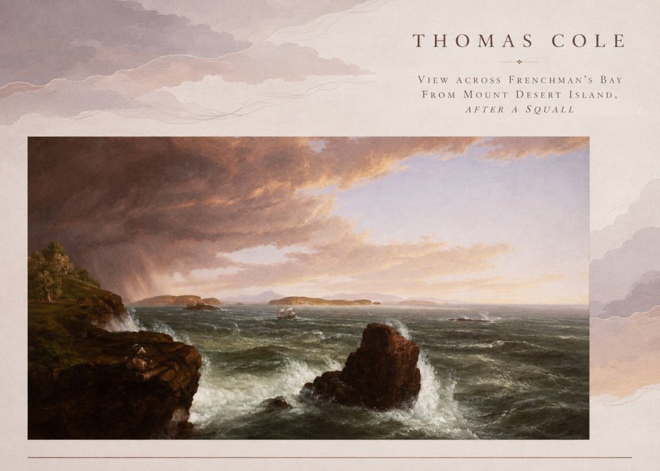 Thomas Cole View Across Frenchman's Bay from Mount Desert Island, After a Squall II No5 - Plakát